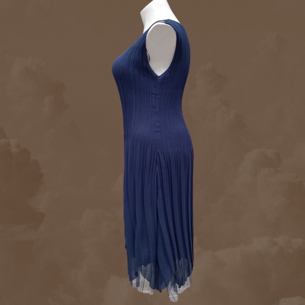 Lily & Taylor Elizeh Blue Chiffon Pleated 2 Piece Dress Set Elegant Church Weddi - Picture 3 of 14